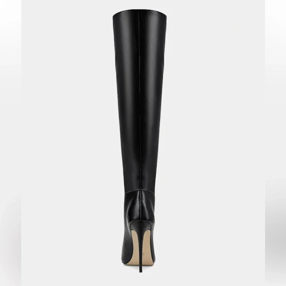 FEMME Los Angeles Mariel Black Leather Boots 2 way high heels knee Revolve 8 - Picture 4 of 12